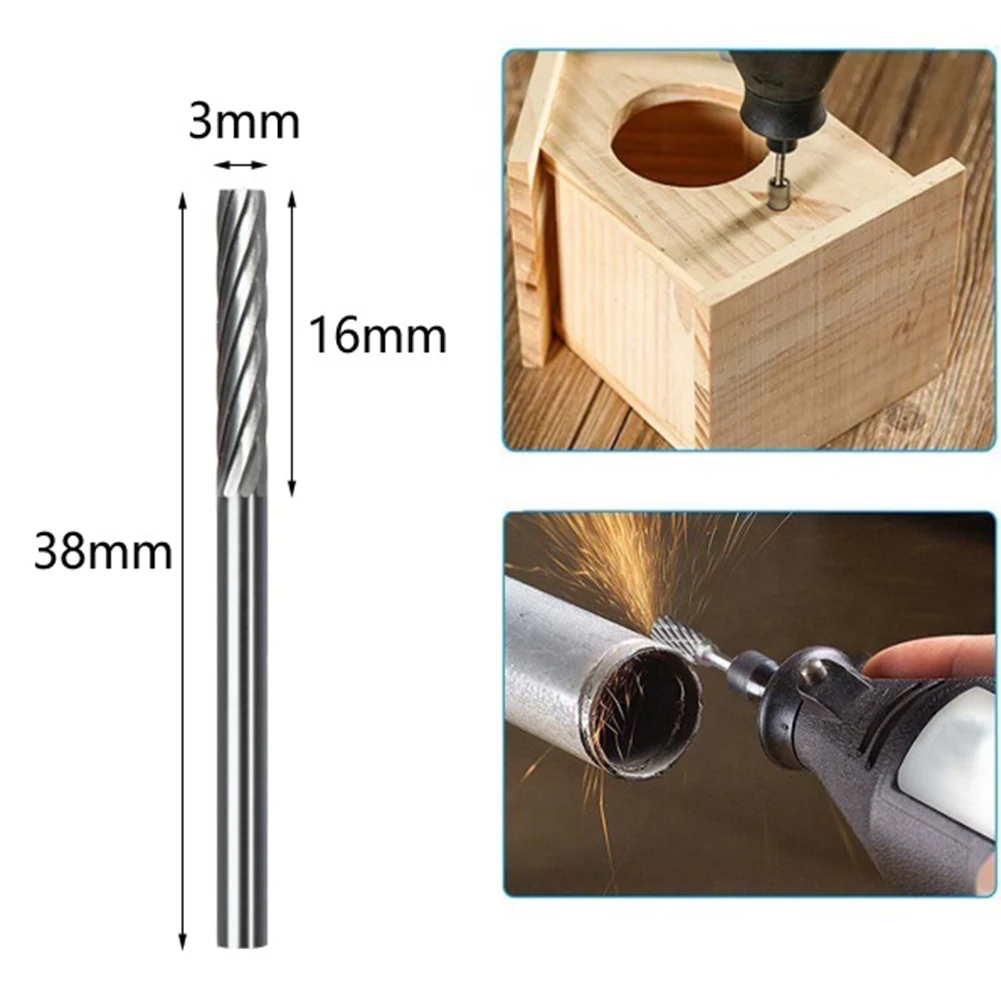 Rotary Burrs 3x3-6mm Type A Single Striation Cemented Carbide Cutting Carving Rotary Burr For Metalwork Tool Making Welding Tool