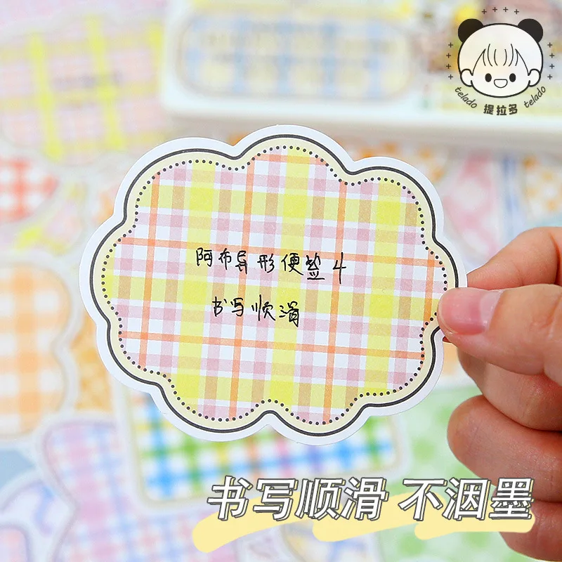 100pcs Special-shaped Notes Cartoon Plaid Writing Message Notes Background Loose Leaf Memo Pad
