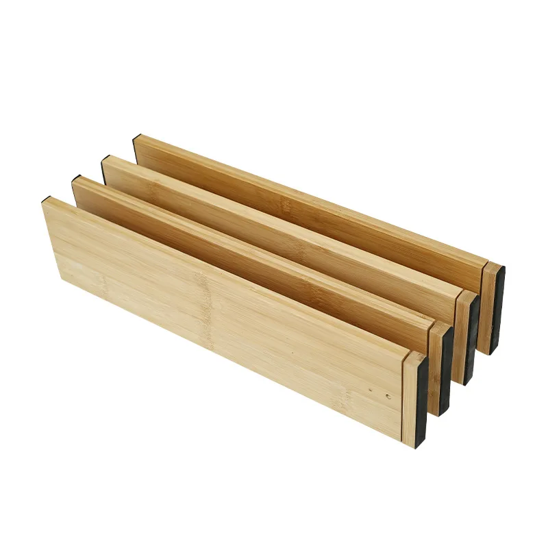 Kitchen Drawer Dividers Adjustable Bamboo Drawer Organizers Drawer Storage Spring Loaded for Kitchen Dresser