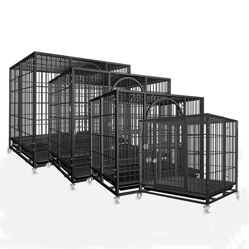 

Large Pet Dog Cage House Foldable Stable Iron Dogs Crate Comfortable Square PitBull Hound Bulldog Kennel House