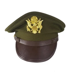 WW2 WWII US Airborne Officer Visor Cap Hat with Golden Eagle