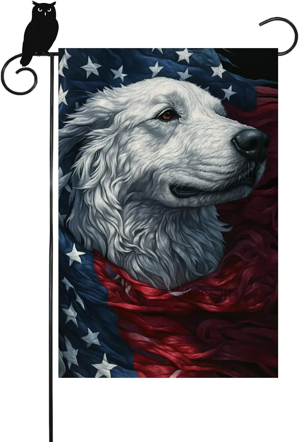 Wordatu Patriotic Garden Flag Great Pyrenees American Flag 12x18 Double Sided Decorative Outdoor Flag for Memorial Day Indep llz