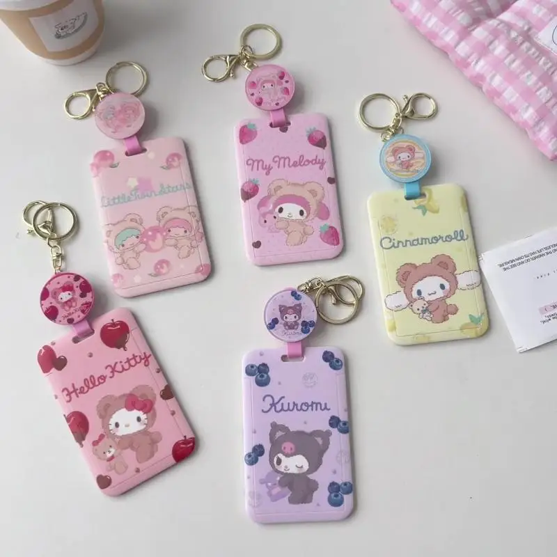 サリオ マイメロディ 学生証ホルダー、地下鉄通勤IDキーホルダー、バッグハンガー、イージー・プル・バックルハンガー