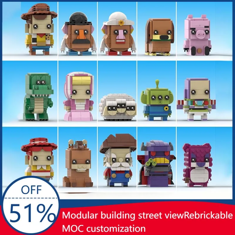 

2192pcs MOC Cartoon Character Brickheadz Collection Creative Custom Building Blocks Diy Assembly Educational Toy Gift Set For