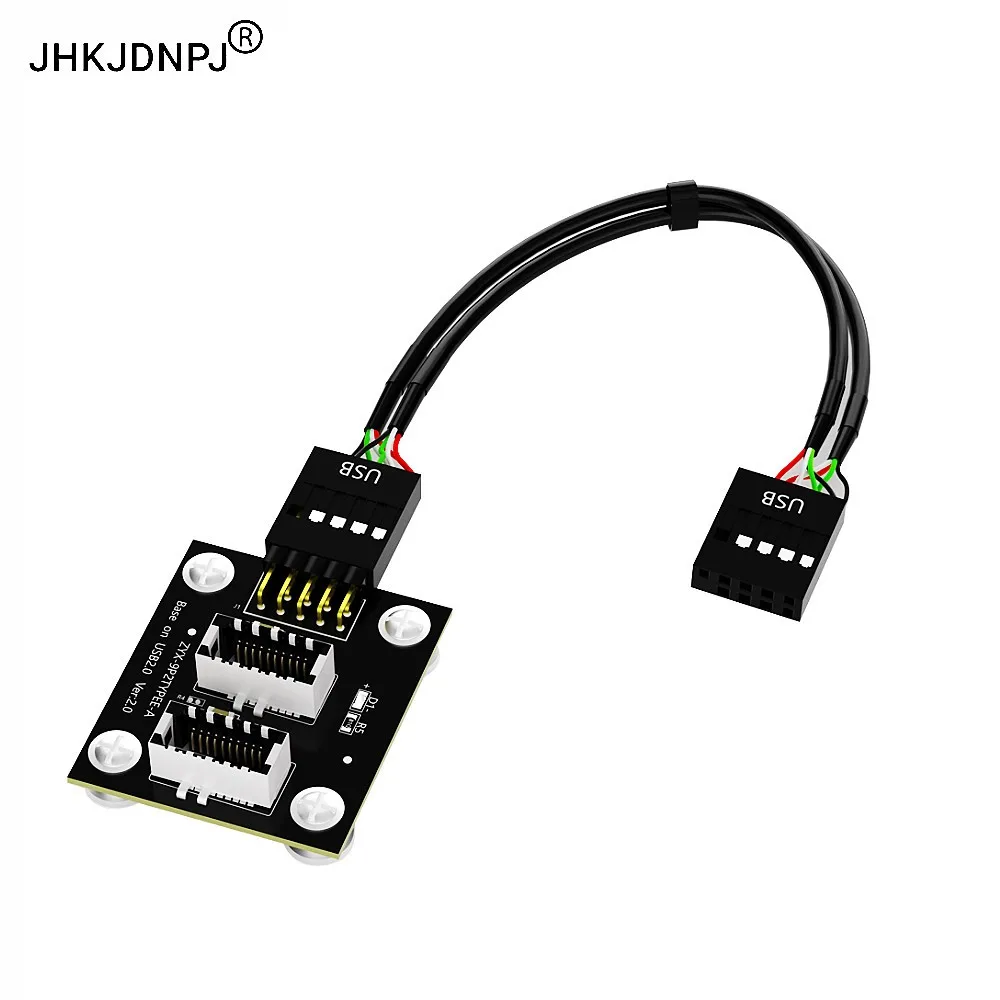 Dual USB 3.1 Type-E to USB 2.0 9Pin  Mainboard Header Cable Extension Adapter with magnetic pad