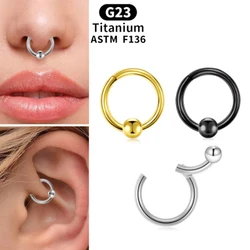 1 PCS G23 Titanium Cliker Nose Piercing Ball Septum Nose Ring Earring Tragus Cartilage Helix Lip Pierced Rings Body Jewelry