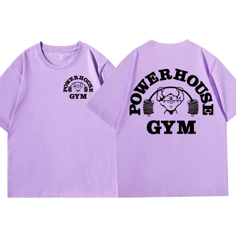 Hot Sale Powerhouse Gym Print T Shirt Men Women Casual Fashion Oversized T-shirt High Quality Pure Cotton Short Sleeve T-shirts