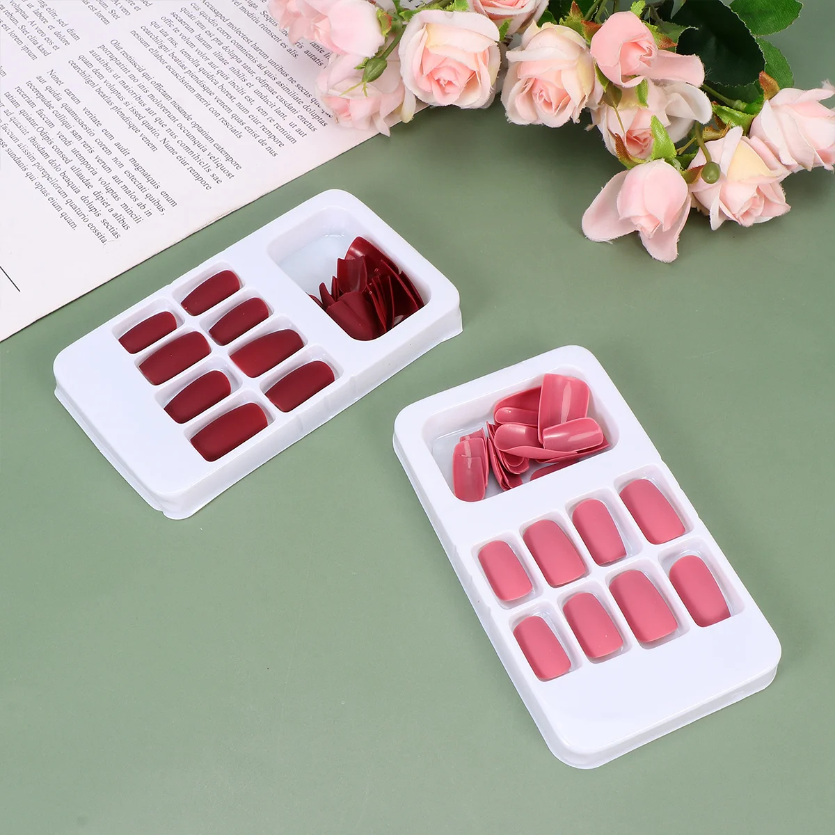 

96Pcs Safe Durable Manicure Pieces Nail Art Gifts Multiple Colors Grey White Pink Wine Red Glue Style Home Salon Use