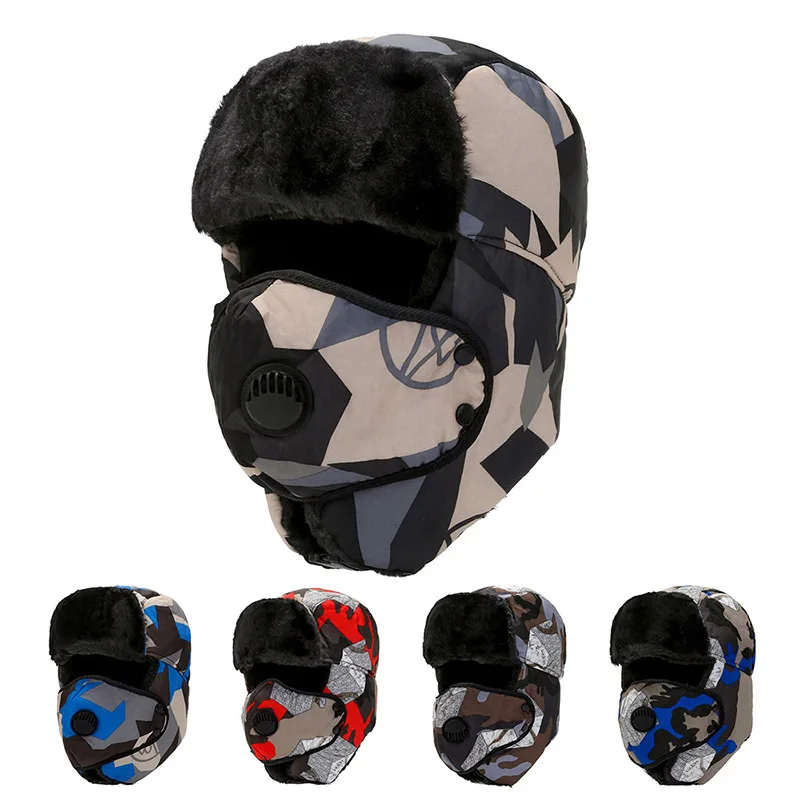 Ushanka Bomber Hats, Pilot Trapper Aviator Cap, Faux Rabbit Fur, Earflap Snow Caps, Winter