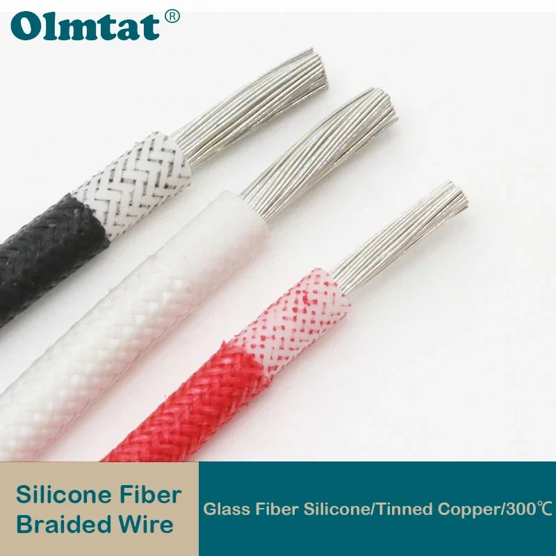 High Temperature Resistant Silicone Wire 300°C Copper 2/5/10m   Cable Fiberglass Braided Insulated Warm Floor Heat Element Line