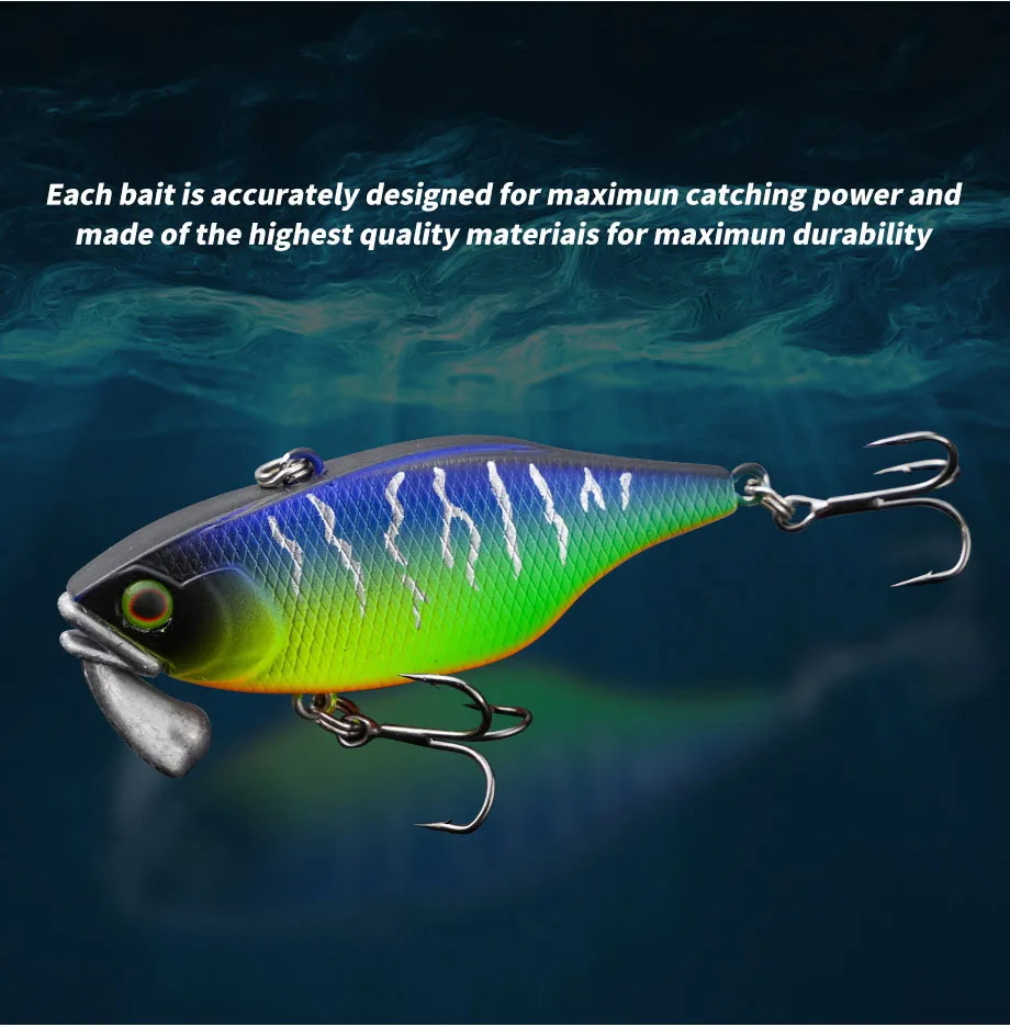 Sinkender VIB Fischköder 60mm 18g Jigkopf Vibrationsköder Weitwurf-Wobbler Schwimmköder Angelköder für Forelle Hecht Hundehaifisch – Detail 5