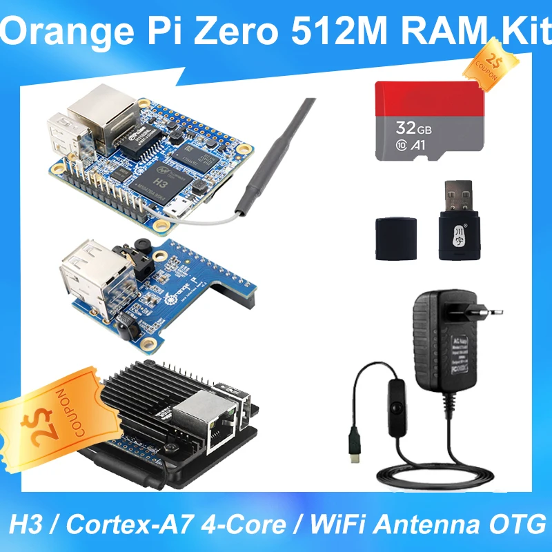 

Orange Pi Zero 512M RAM H3 Cortex-A7 Quad-Core 1.2G POE WiFi Antenna OTG Metal Case Power Supply Inferace Hat for Orange Pi Zero