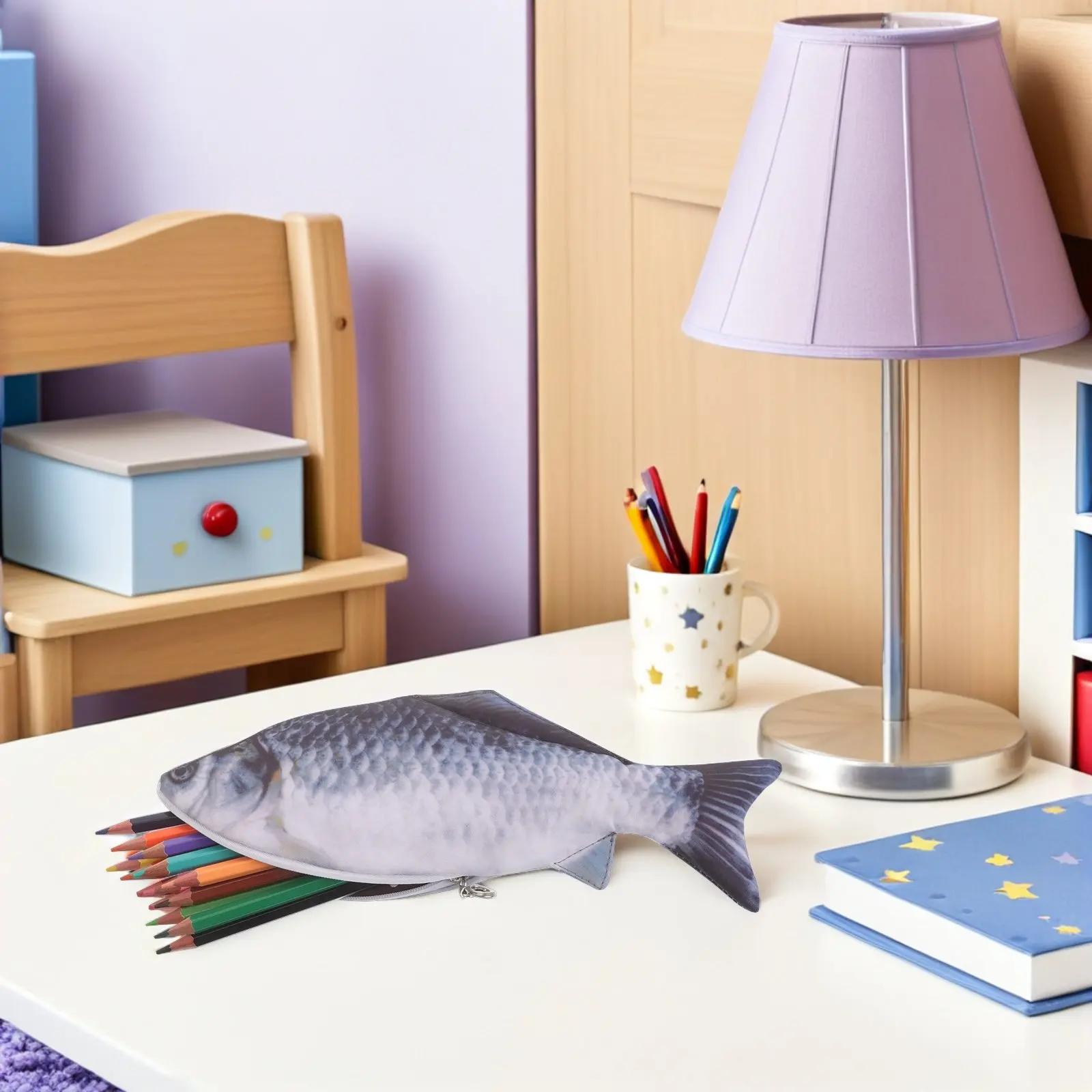 Fish Pencil Case for Simulation Fish Pencil Bag Fun Animal Design Spacious Storage Smooth Zipper Portable School Use