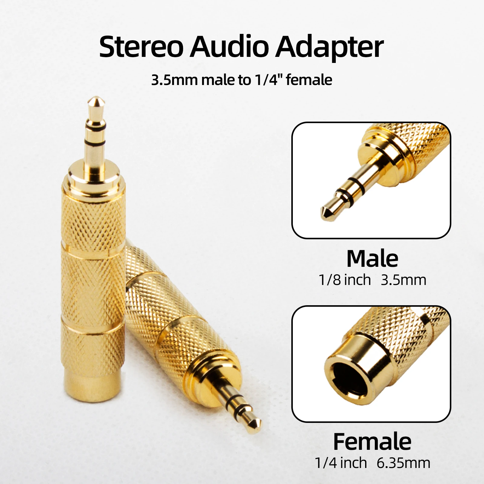 Yinyu 3.5mm to 6.35mm Adapter Gold Plated 1/8 Inch to 1/4 Inch Jack Stereo Audio Converter for Guitar Headphones Equipment