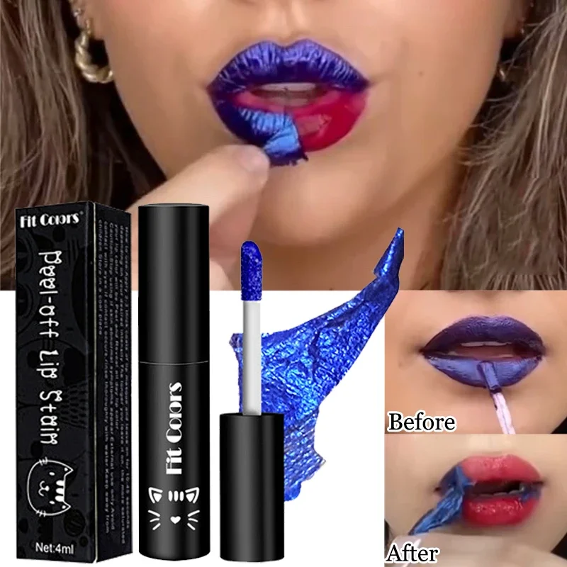 Halloween Nude Blue Peel Off Liquid Lipstick Waterproof Tear Off Lip Gloss Lasting Moisturizing Red Lip Tint Lipgloss Cosmetics