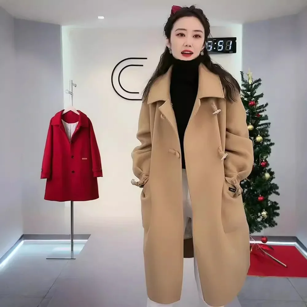 90 down woolen coat women's 2024 winter clothing thickened white duck down removable liner down loose woolen coat