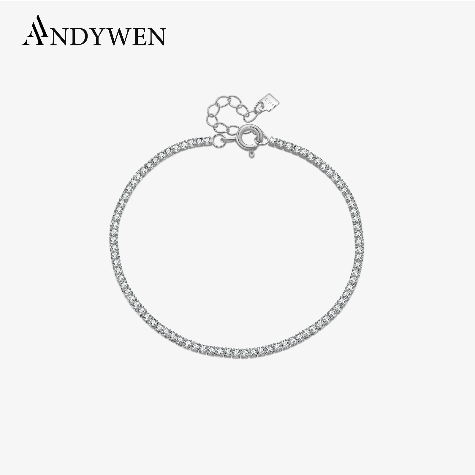 ANDYWEN 2021 New 925 Sterling Silver Full Zircon Black Pave Bracelet Luxury Rock Punk Bangle Women Crystal Jewelry For Women