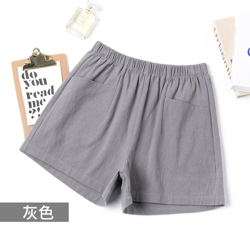 Cotton and linen shorts for women 2025 summer new high waisted A-line wide leg slimming loose casual women's shorts