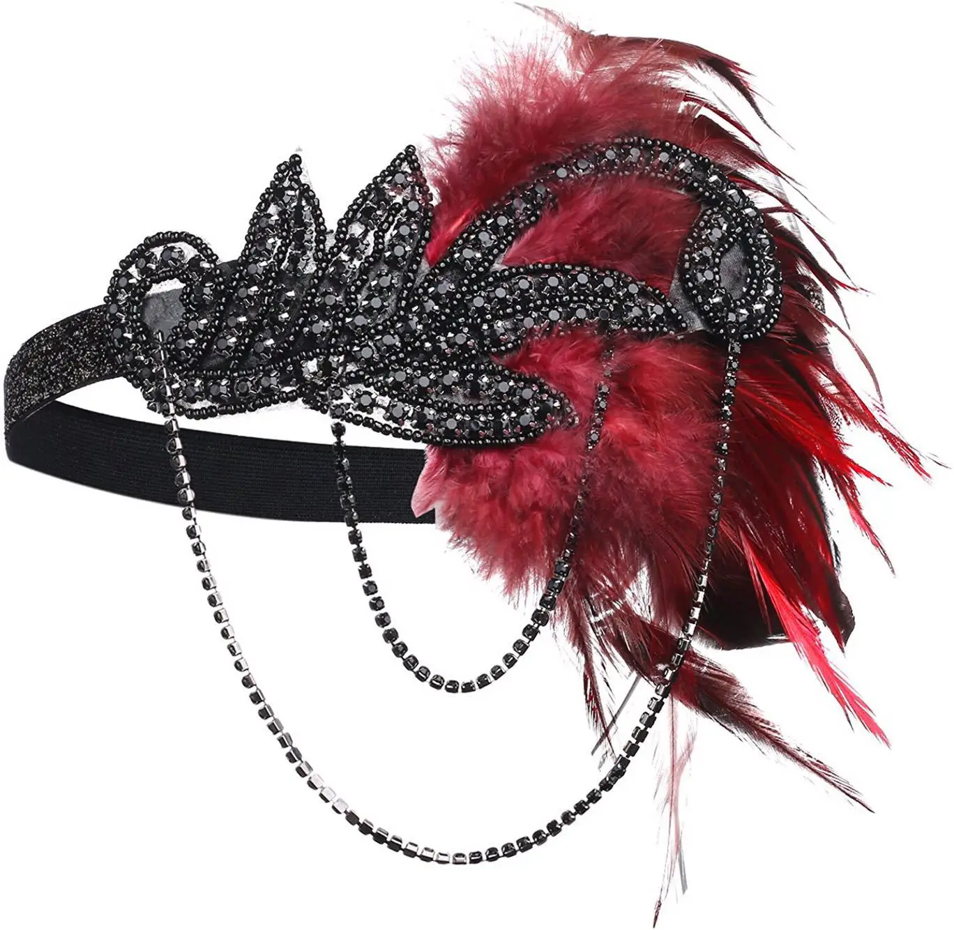 Diadema Vintage de Gatsby para novia, diadema de gángster de plumas, Flapper de los años 20, accesorios de boda, vestido de cabeza, 1920