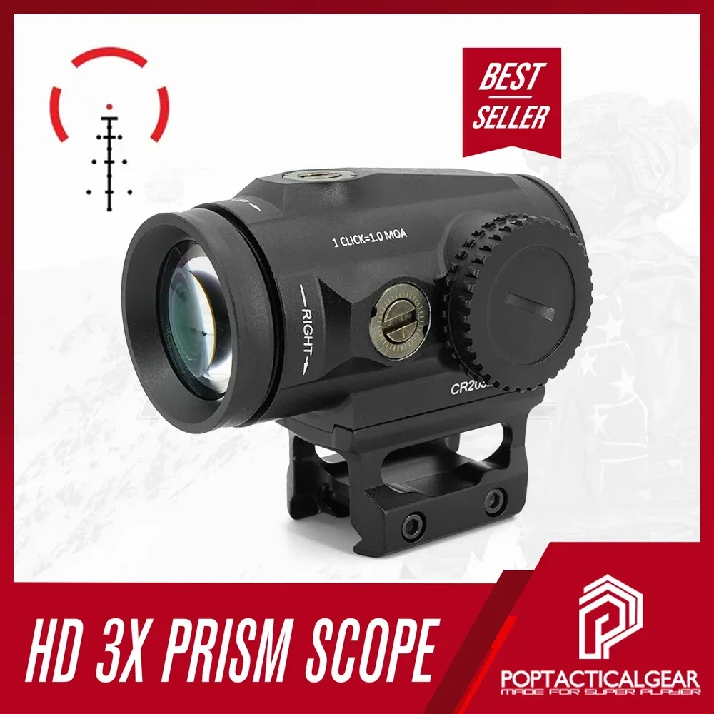 Airsoft Tactical Optics VT HD GEN II 3X PRISM SCOPE BDC-4 Reticle Lower 1/3 Co-witnessWith Original Logo Marking Red Dot Scope