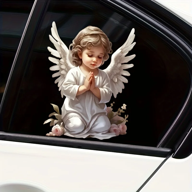 

1pc Cute Praying Angel Vinyl Sticker, Waterproof Anti-Scratch Decal for Car Window, Laptop, Motorcycle & Christmas Decor