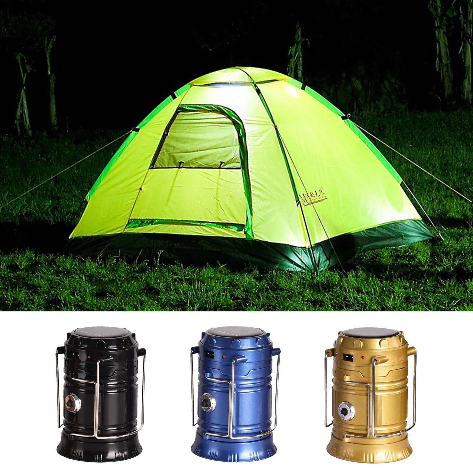 LED Camping Lanterns Waterproof Lantern For Night Reading Folding Outdoor Lantern Solar Powered LED For Home Shed Camping