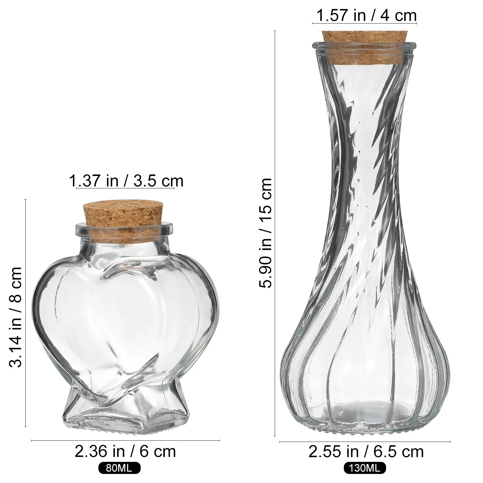 3Pcs Wishing Bottle Glass Drift Bottle Ornament Wedding Sand Ceremony Glass Containers Mini Bottles Decorative DIY Craft Storage