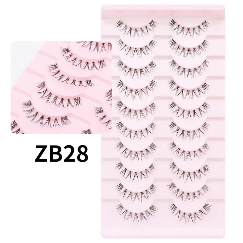 10Pairs Individual False Eyelashes Fox Eye Manga Lashes Natural Style Single Fishline Segmented Fluffy Eyelash DIY Eye Makeup