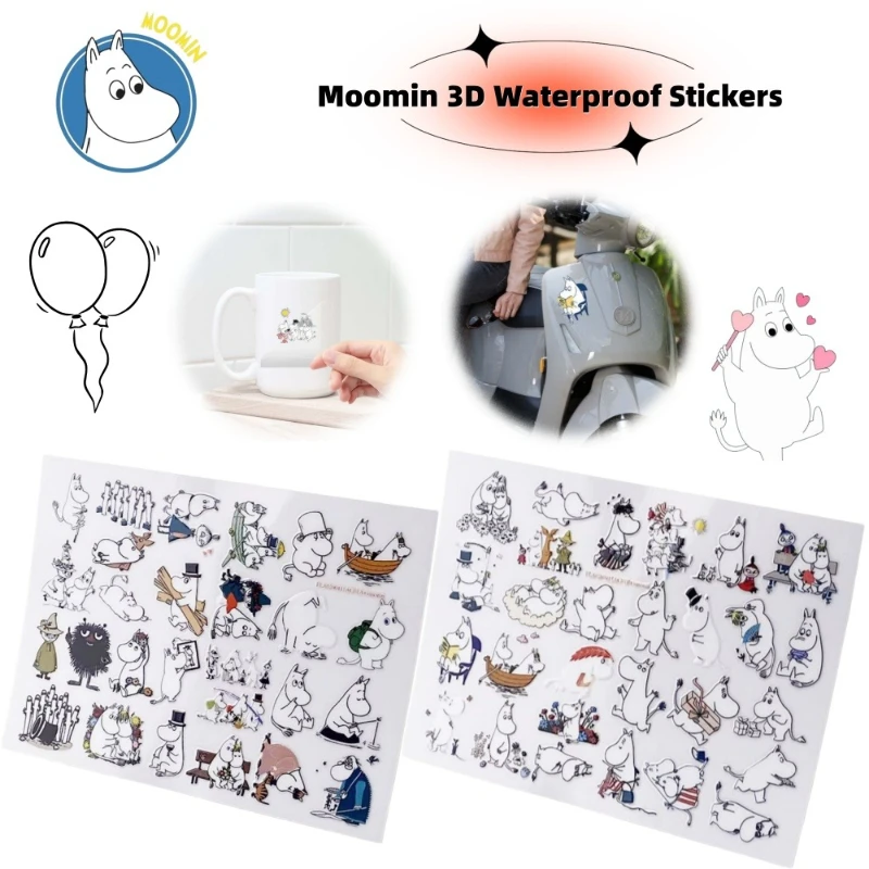 Anime Cartoon Moomin Niedlicher Lulumi 3D Wasserdichter Aufkleber für Thermosbecher, Auto und Handy-Dekoration UV-Transfer-Sticker