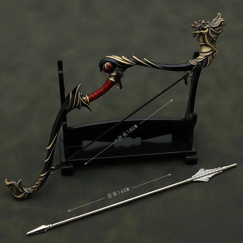 18 centimetri Wo Lungo Dinastia Caduta Gioco Figura Lu Bu Arma Arco di Volare Generali Periferico Ornamento In Metallo Modello Artigianato Regali Giocattolo