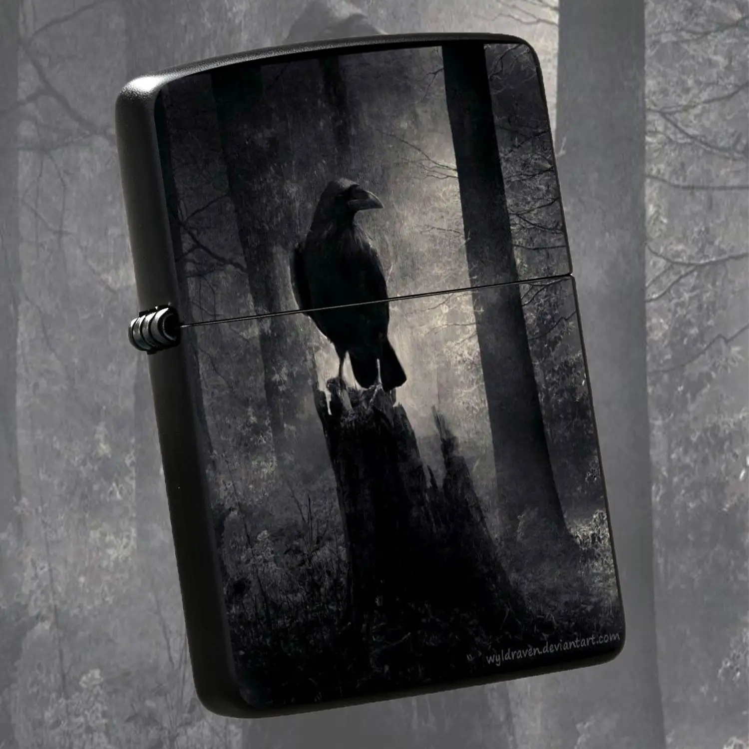 Dark Misty Forest Raven Themed Portable Igniter, Atmospheric Retro Art Decor Carry Item, Practical Gadget For Daily Outdoor Street Use, Unique Cool Gifting Pick, Durable Stylish Distinct Fit For All Scenarios A Humorous And Interesting Ligh