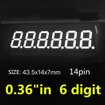 Tube numérique semi-segment blanc, cathode commune, affichage LED, 6 bits, 6 pouces, 0.36 pouces, 0.36 pouces, 0,36 pouces, 10 pièces