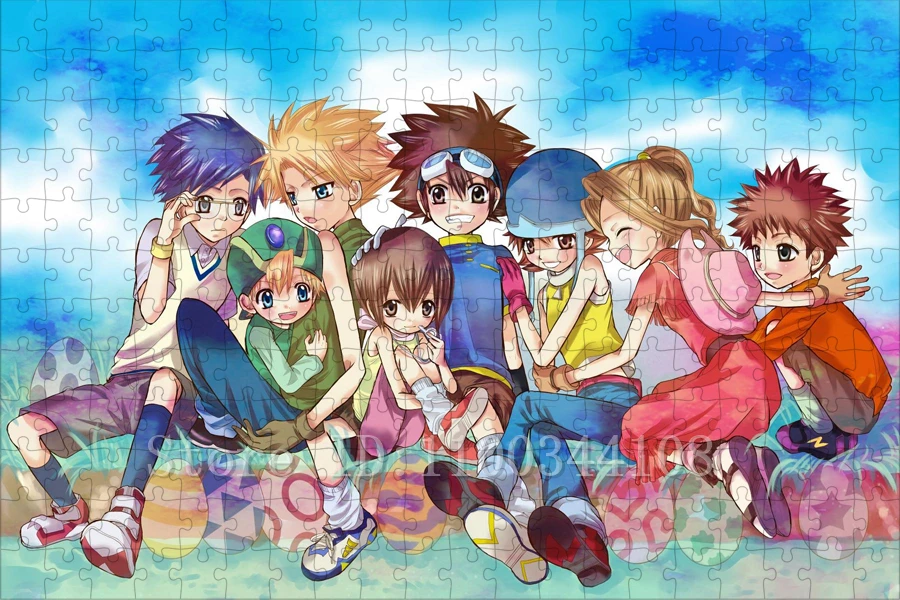 300/500/1000 Pieces Digimon Adventure Anime Jigsaw Puzzles for Children Intelligence Game Stress Relief Toys