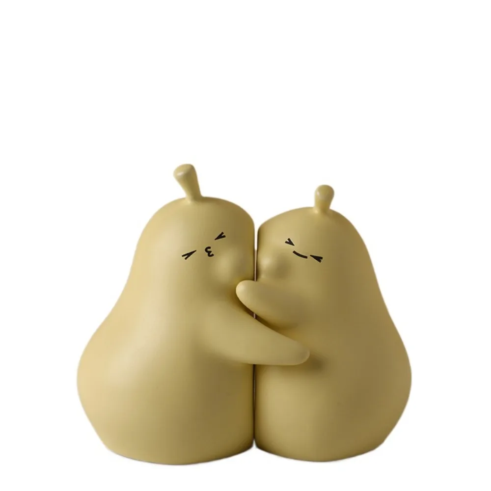 

2pcs Desktop Ornament Ceramic Hug Pear Book Stand Creative Cute Book Holder Multi-Functional Modern Miniatures Figurine Cabinet