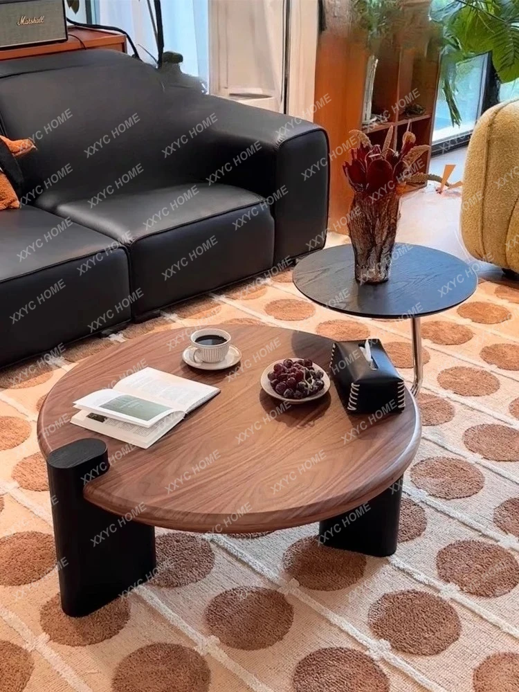 

Журнальный столик для гостиной из массива дерева в средневековом стиле, легкий люкс, современный, простой, круглый