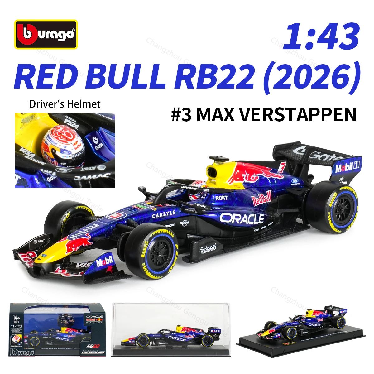 Bburago 1:43 2026 Red Bull RB22 F1 Formule 1 Auto Die-Cast Voertuigen Collectiemodel Raceauto Speelgoed Acryl Doos
