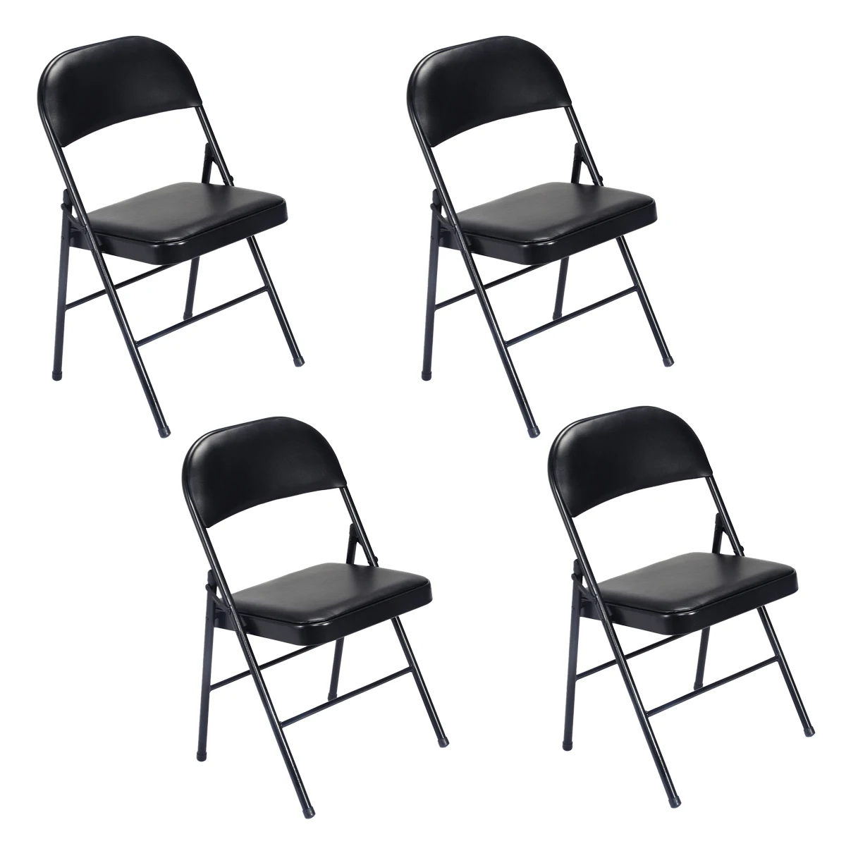 

4pcs Elegant Foldable Iron & PVC Chairs for Convention & Exhibition Black Living Room Chair