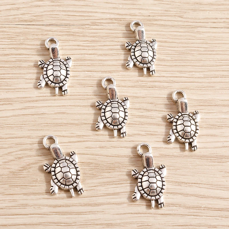 15 Stück 12x22mm Cartoon-Legierungs-Schildkröten-Anhänger für die Herstellung von Ohrringen, Halsketten, Armbändern, DIY-Bastelarbeiten und Schmuckzubehör – Detail 6
