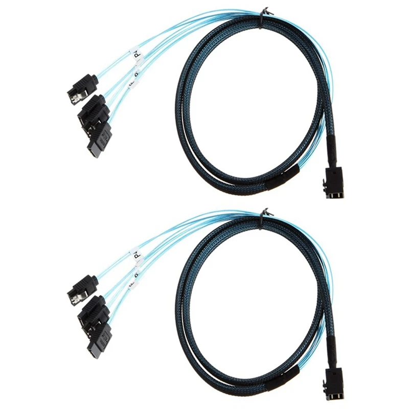 Internal HD Mini SAS (SFF-8643) Target - 4X SATA (Host) Cable, SFF-8643 To 4X SATA Cable HD Mini SAS Host 2Pieces