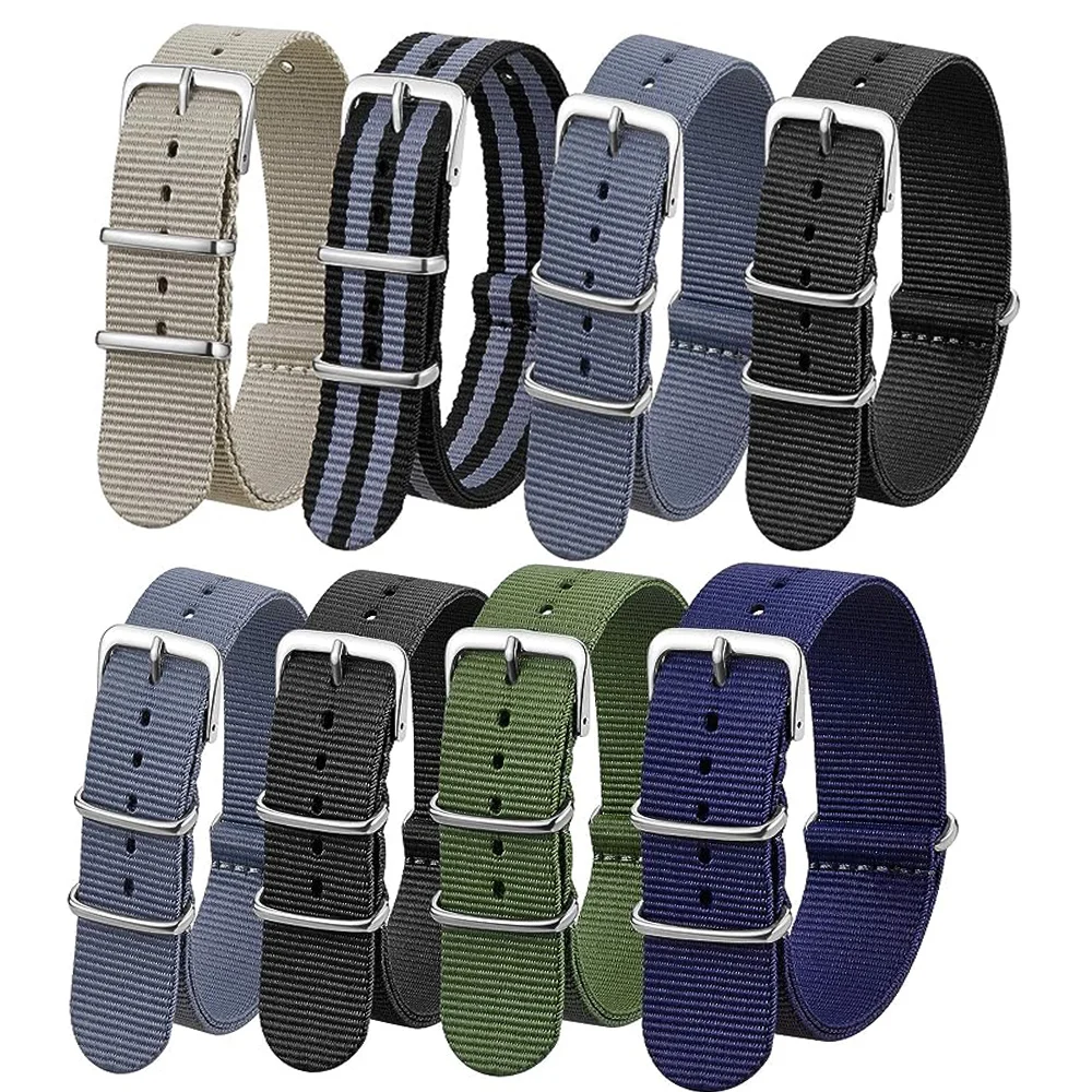 High Quality  Style Nylon 18mm 20mm 22mm Watch Band  Military Casual Watch Strap Army Sport Watch Band