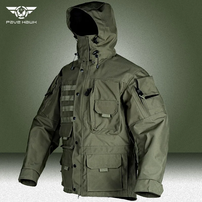 

Waterproof Tactical Jacket Men Military Outdoor Multi-pocket Wear-resistant Cargo Jackets Intruder Hooded Combat Bomber Coats