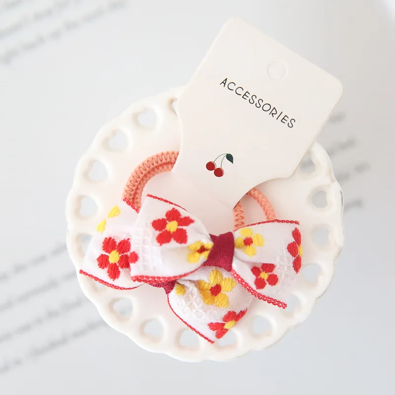 1 Pair Elastic Hair Bands Soft Rubber Bands Hair Ties Bows Girls Infants Toddlers Kids Scrunchies Baby Hair Accessories