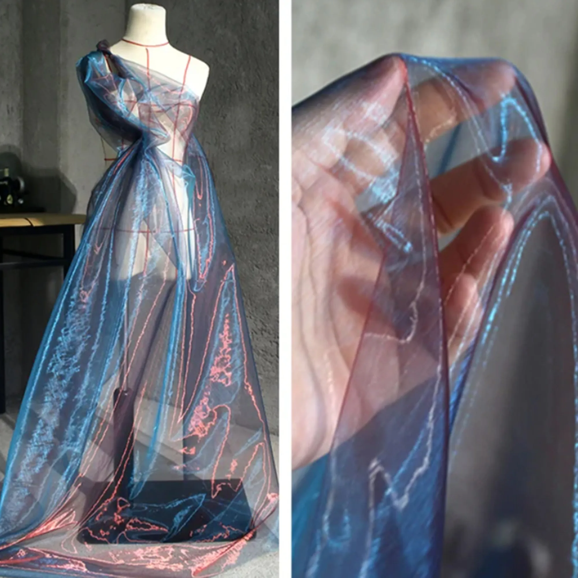 

0.5 meter length , Width 59.05 inches laser organza translucent lace fabric,lace fabric for DIY dress