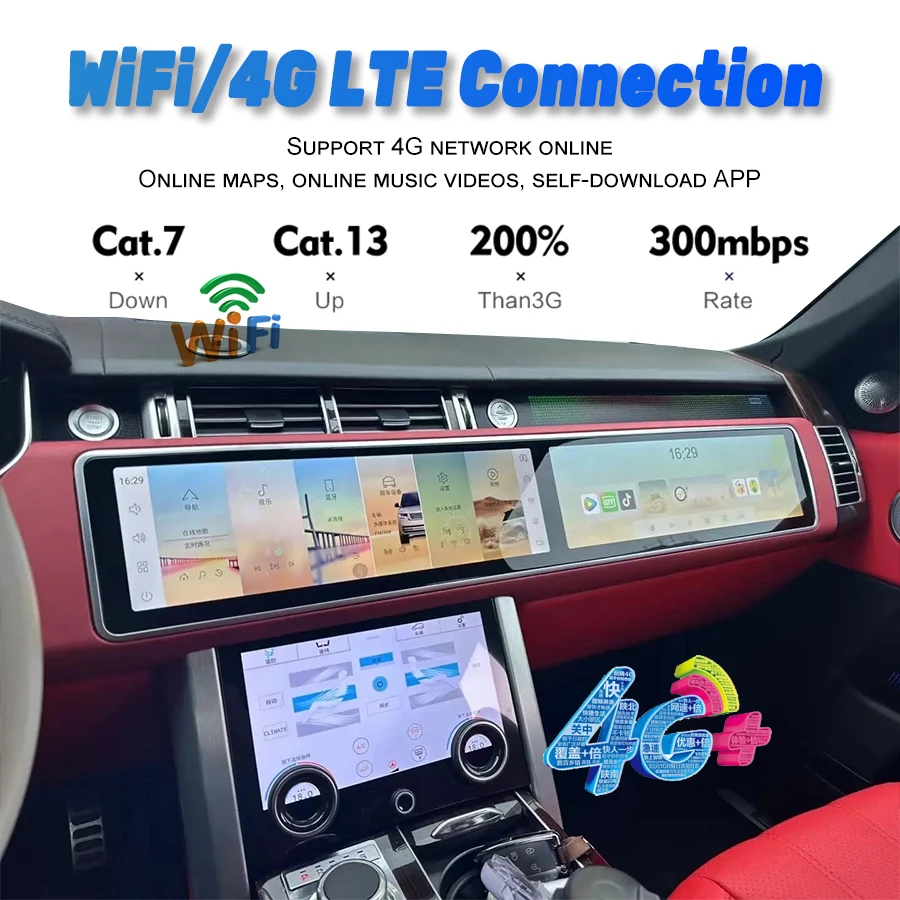 Android Carplay mobil layar ganda, Stereo GPS 15.5 + 15.5 inci untuk Land Rover Sport L494 2013 2017