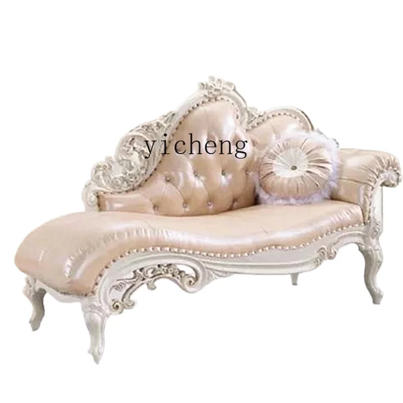 

ZF Master Bedroom High-Grade Solid Wood Carving Beauty Bed Princess Single Lazy Chaise Longue