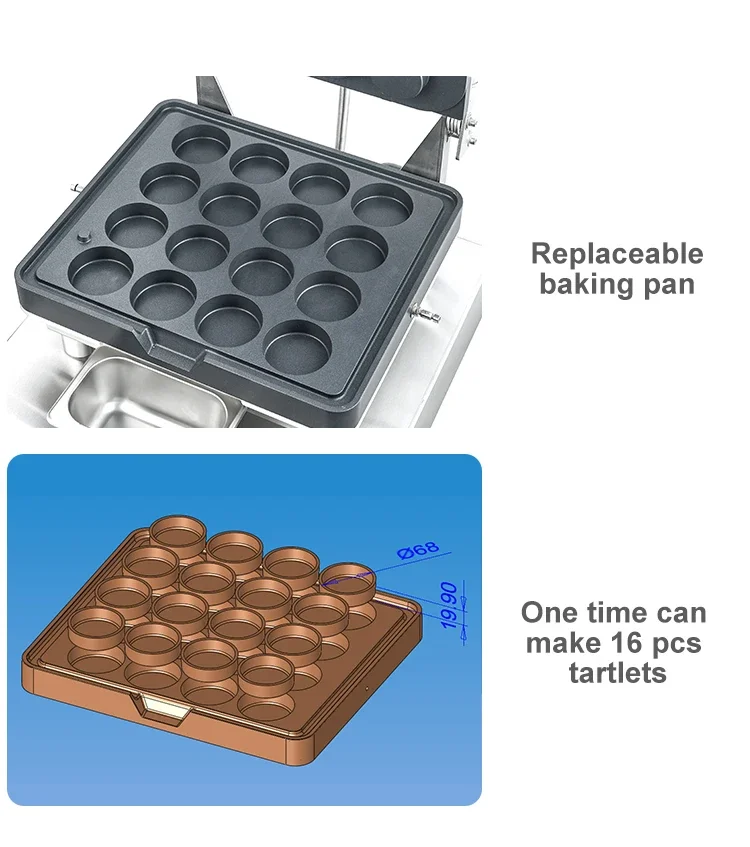 ماكينة صنع فطائر صغيرة متعددة الوظائف من Street Food مكونة من 16 فتحة، ماكينة تورتة بيض الجبن
