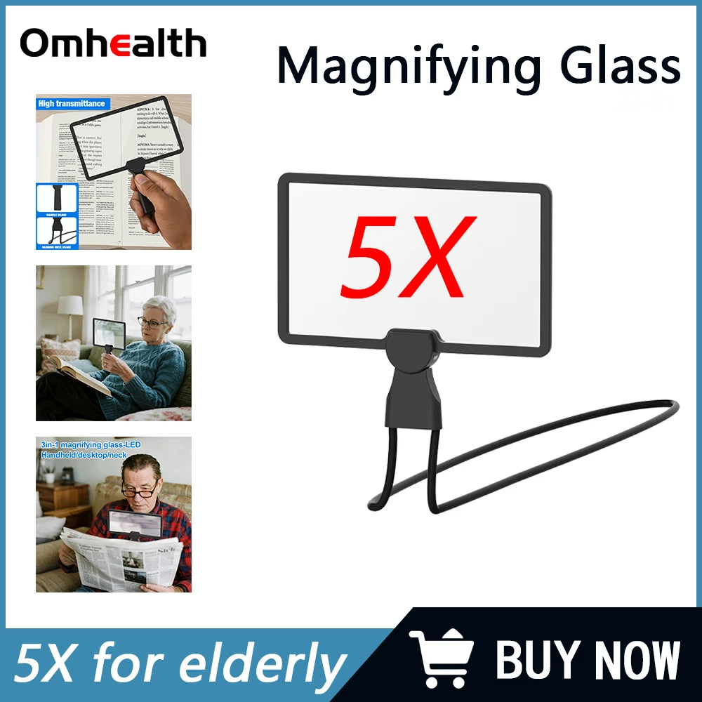 5X HD Presbyopic Magnifier with Neck Strap Hands-Free Design for Book Reading Electronic Repair and Crafts Reading Magnifier