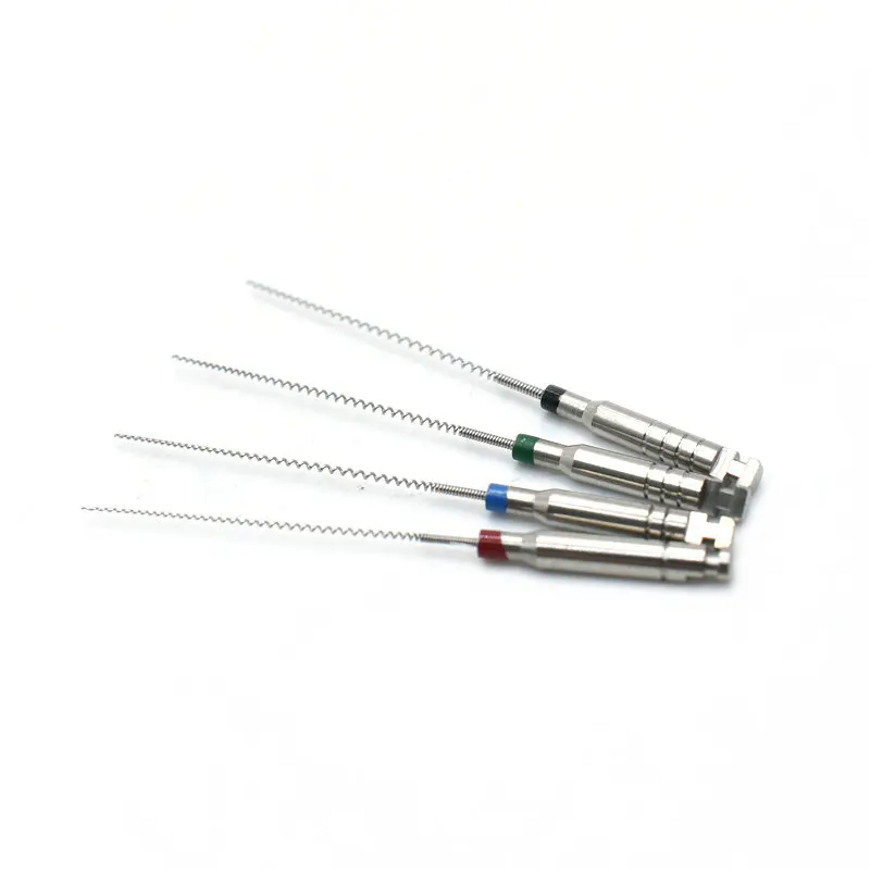 

4 шт./кор., стоматологические эндодонтические роторные переноски пасты, использование двигателя, эндофайлы из нержавеющей стали, стоматологический инструмент