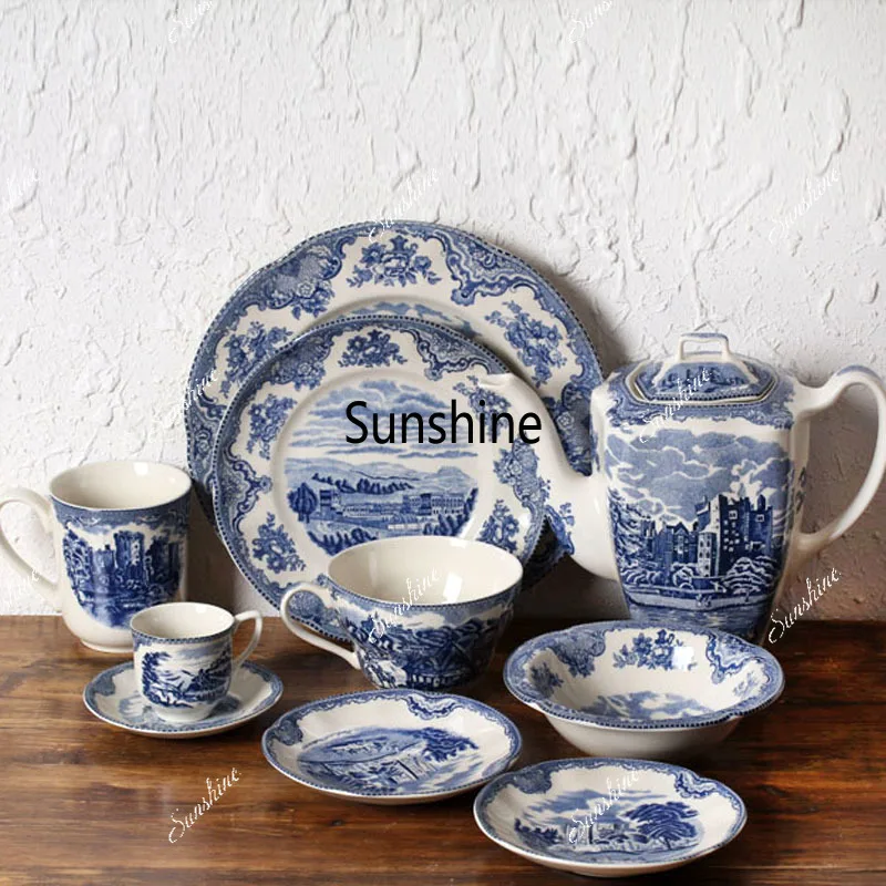 European style tableware, British castle ceramics, Western food steak plates, coffee cups, decorations, dinner plates, desserts,
