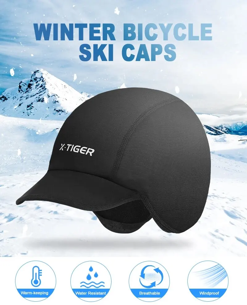 X-TIGER Winter Windproof Fleece Cycling Cap Running Skating Skiing Motocycle Riding Head Hat Woman MTB Bike Cycling Headwear